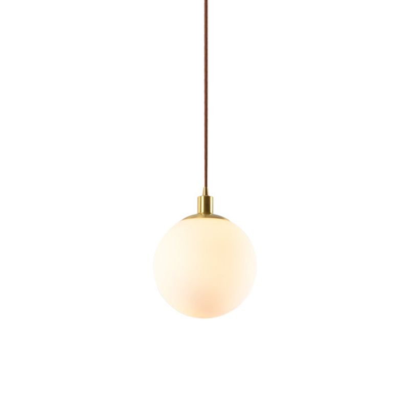 Mid-Century Design Globe Hanging Lamp Opal Frosted Glass Shade 1 Light Pendant Light