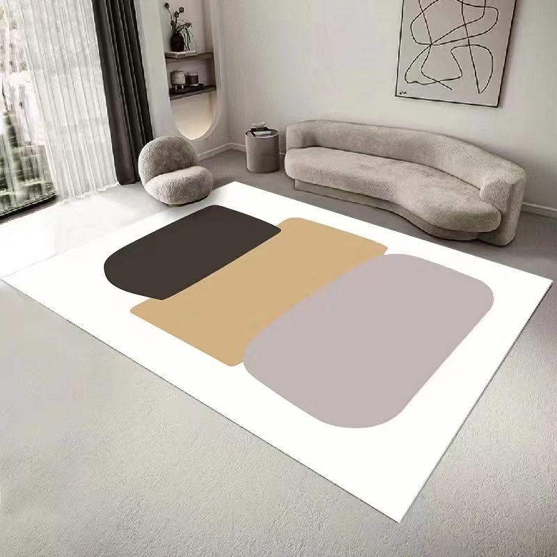 Light Brown Line Carpet Polyester Modern Carpet Washable Carpet for Home Decor
