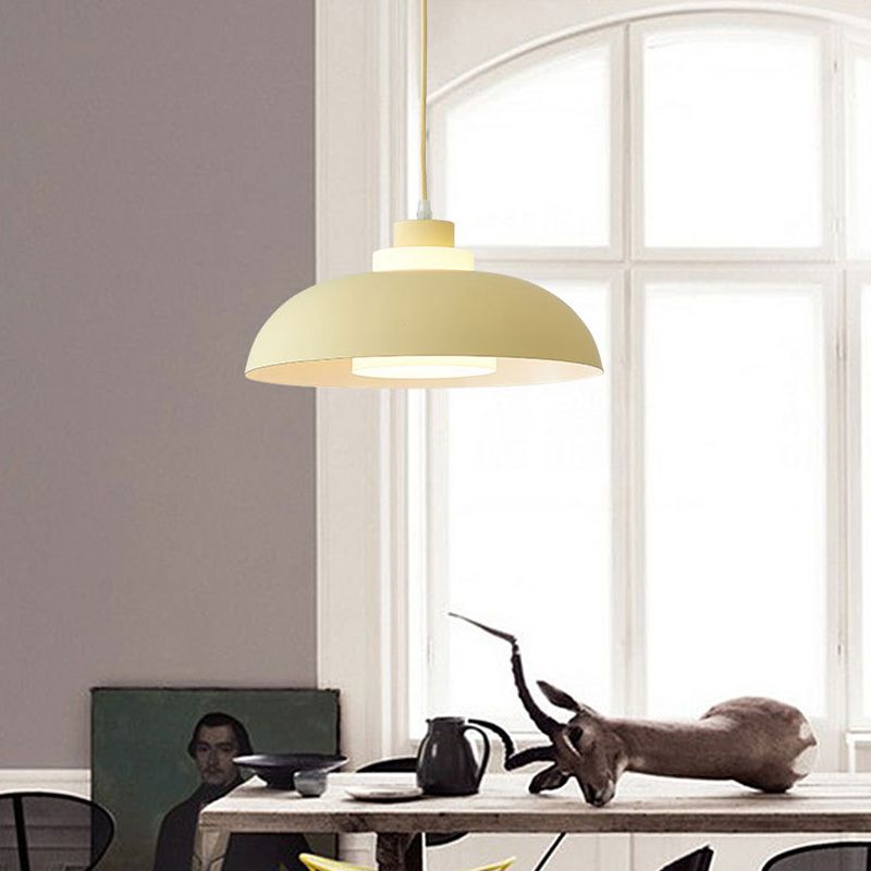 Bol en aluminium plafonnier pendrier léger macaron à la lampe à bulbe unique avec insert de l'ombre acrylique