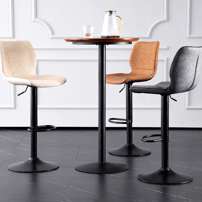 Rotating Leather Seat Barstool Nordic Style Black Pedestal Bar Stool for Dining Room