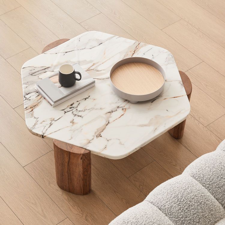 3 Legs Coffee Table Marble Geometric Coffee Coffee or End Table