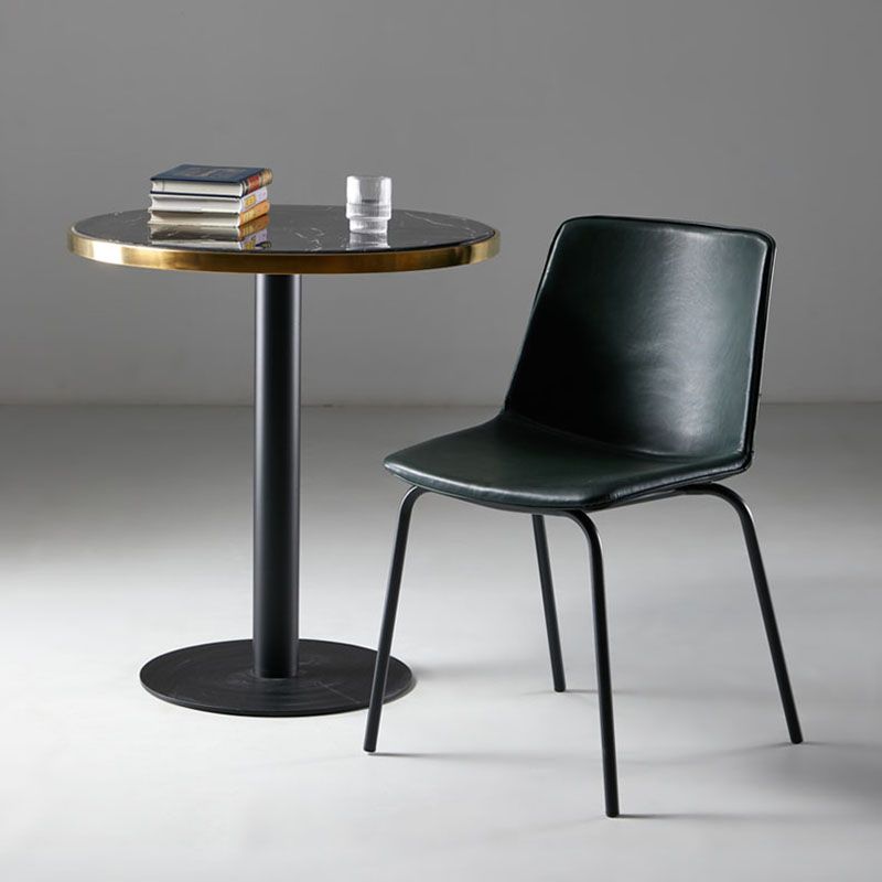 Silla con respaldo sólido sin brazos de diseño industrial para cocina, silla lateral de comedor de cuero