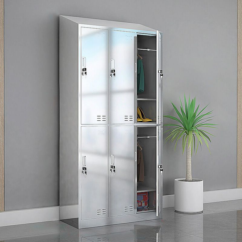 Chrome Steel Cabinet with Hinged Doors Modern Storage Cabinet for Bathroom