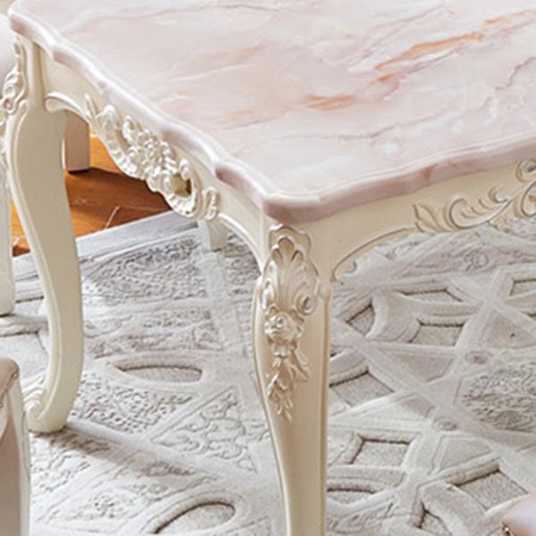 Stone White Dining Table Victorian 4 Legs Table for Dining Room