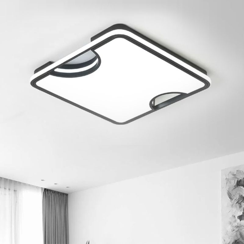 Plafonnier encastré rectangulaire/carré en acrylique, plafonnier LED intégré moderne noir/blanc en blanc chaud/blanc, 16"/19,5"/35,5" W
