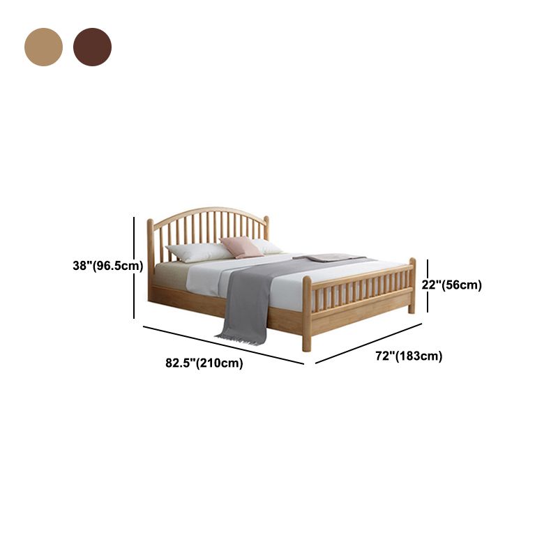 84.65 inch Wide Scandinavian Bed Solid Wood Bed Frame with Headboard