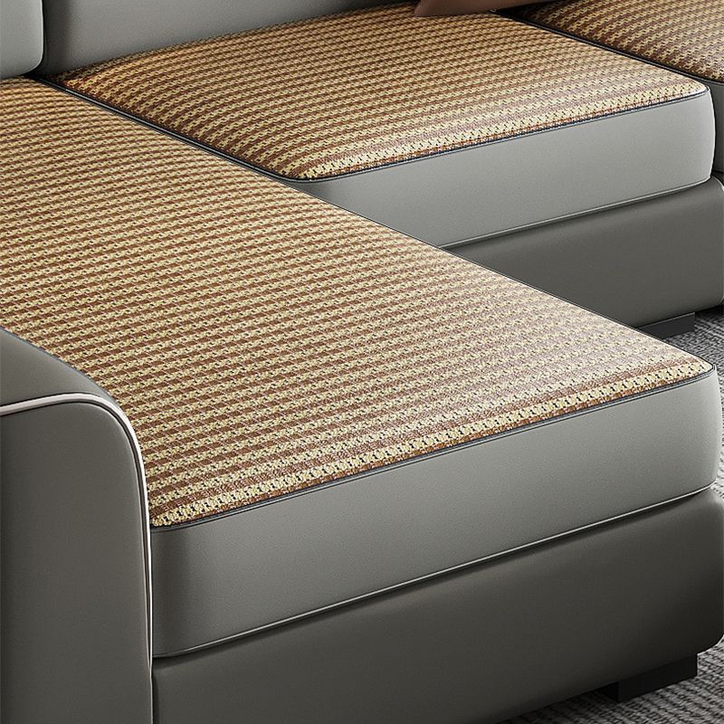 Modern 4-Seater Sofa with Square Arms for Living Room Reversible Sectional