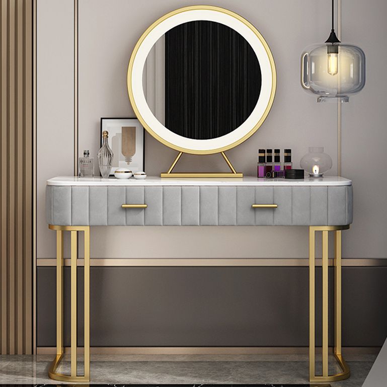 Glam 29.5" High Marble Top Vanity Dressing Table with 2 Drawers