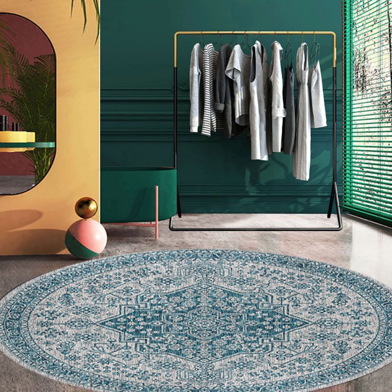 Vintage Round Teppich traditioneller Teppich Easy Care Polyester Anti-Rutsch-Teppich für Wohnkultur
