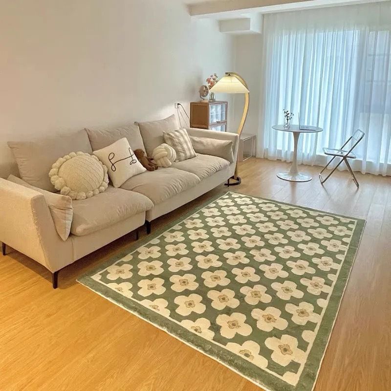 Rectangle Shape Geometric Pattern Rug Stain Resistant Loom Rug for Bedroom