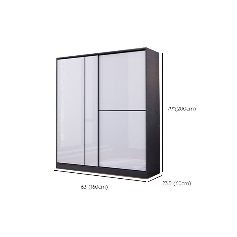 White Grey Wardrobe Cabinet Modern Wardrobe Closet with Shelves