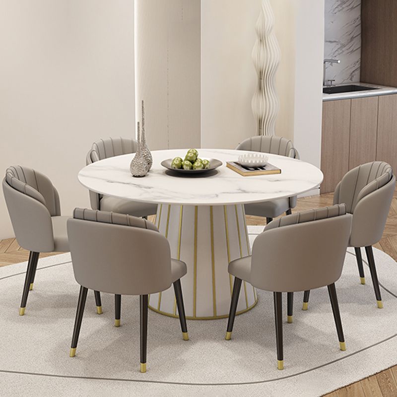 Glam Round Stone Dining Table 1/7 Pieces Dining Set for Dining Room