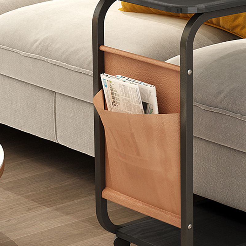 17.7" W Rectangular Side Table with Casters Modern Simple 1 - Shelf End Table