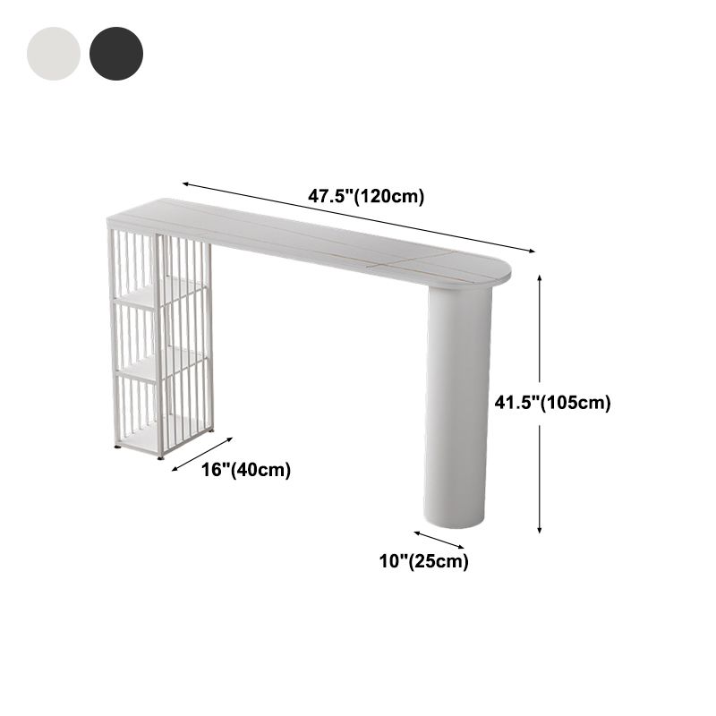 Contemporary Bar Dining Table with Shelves Indoor Bar Height Table Iron Base
