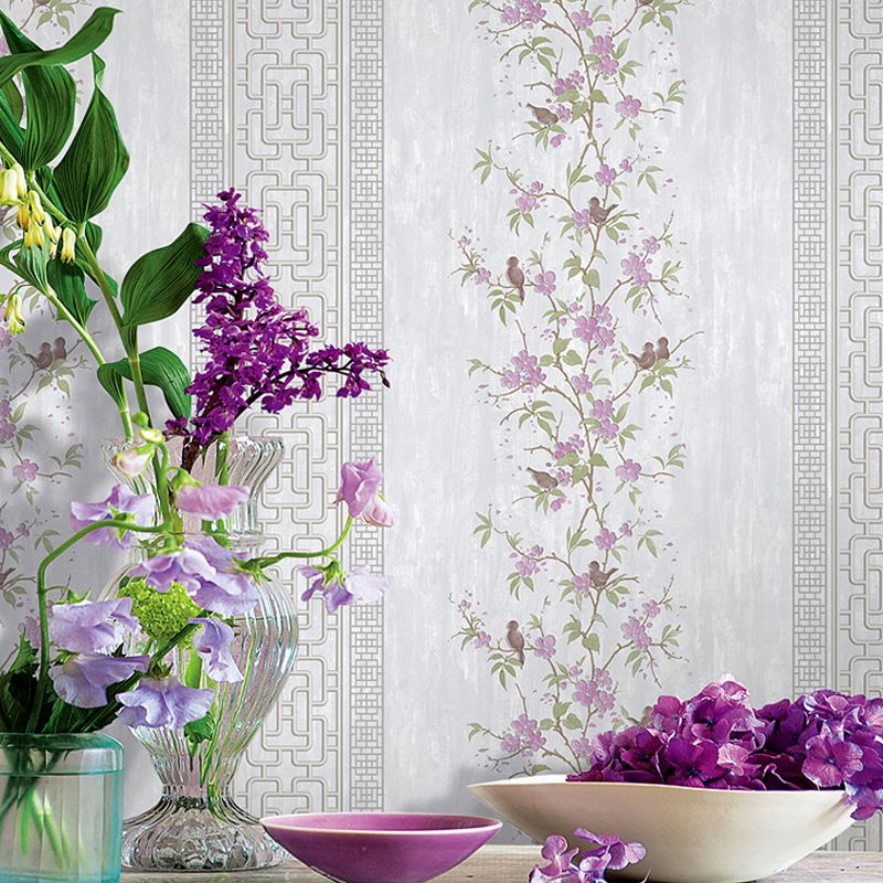 Soft Color Floweret Wallpaper Roll Water-Proof Rustic Style Living Room Wall Art