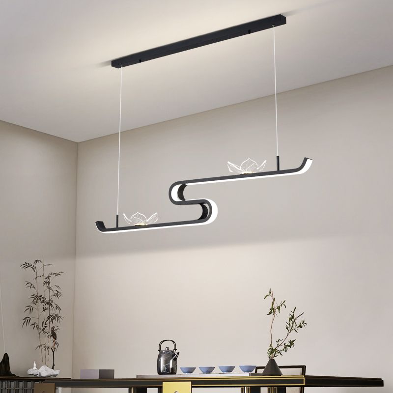 Linéaire forme d'îles lumières modernes metal 4 luminaires d'éclairage pendentif léger