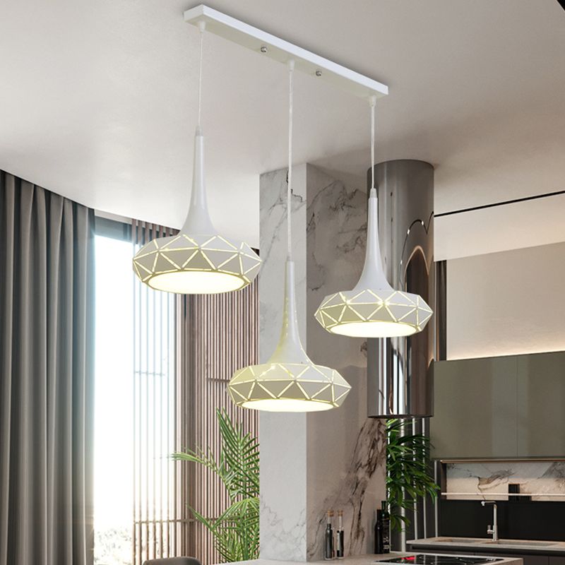 Lámpara de techo redondo mínimo colgante de clúster de comedor LED de metal en luz cálida/blanca con dosel redondo/lineal