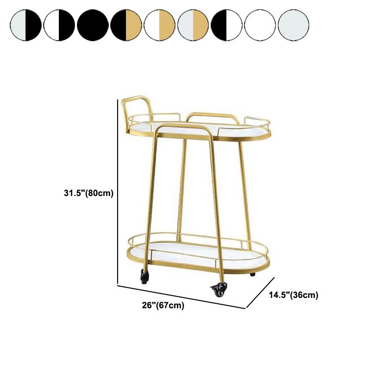 Contemporary Style Oval Prep Table Rolling Metal Prep Table for Home