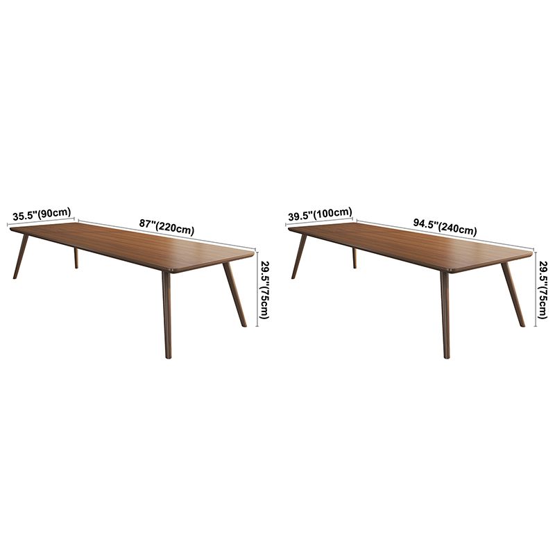 Rectangle Solid Pinewood Brown Tone Dining Table Simplicity 4 Legs Table for Dining Room