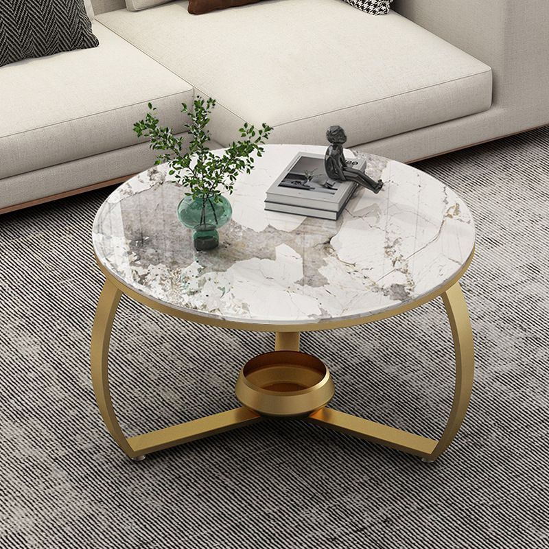 Round Cross Legs Coffee Table Contemporary Cocktail Table for Home