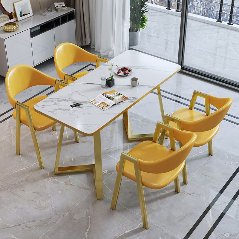 5 Piece Rectangle Shape Wood Top Dining Room Chair and Table Set