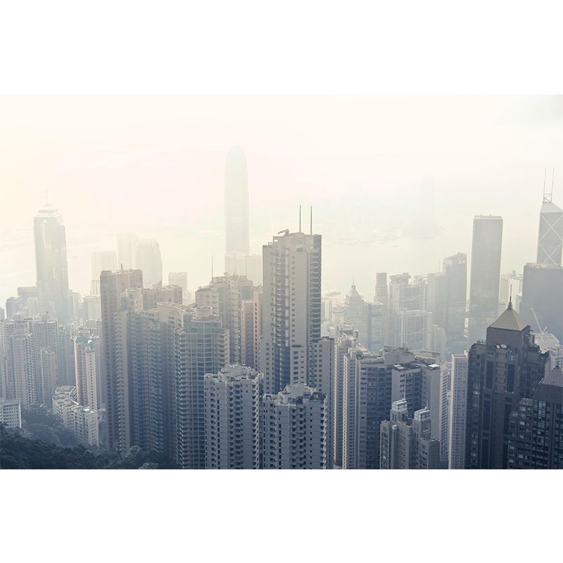 Cityscapes Mural Wallpaper Stain Resistant Wall Covering for Living Room