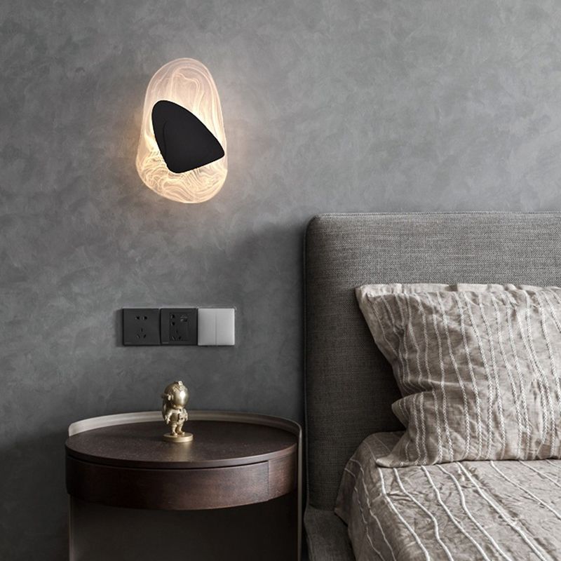 Contemporary Irregular Wall Light with Glass Shade for Living Room