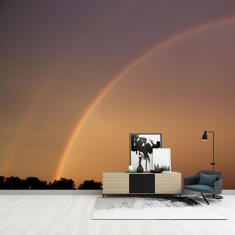 Sky with Rainbow Mural Wallpaper Waterproof Wall Decor for Bedroom, Customized Size