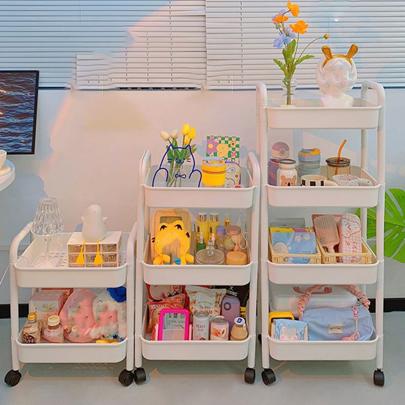 Modern Pure White Shelf Bookcase Etagere Plastic Bookcase Multi Tiers for Office