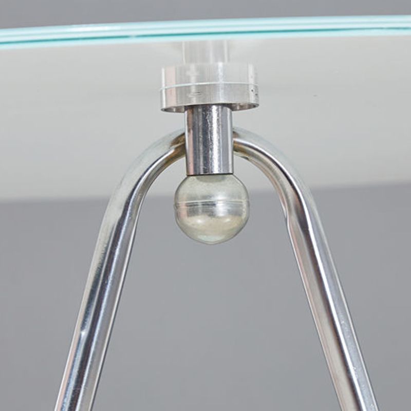 28.7"H Modern Metal Frame Base Round Glass Top Coffee Table with Shelf