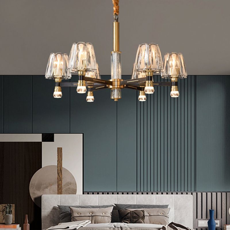 Conical Chandelier Light Fixture Traditional Clear Glass Pendant Lighting for Restaurant