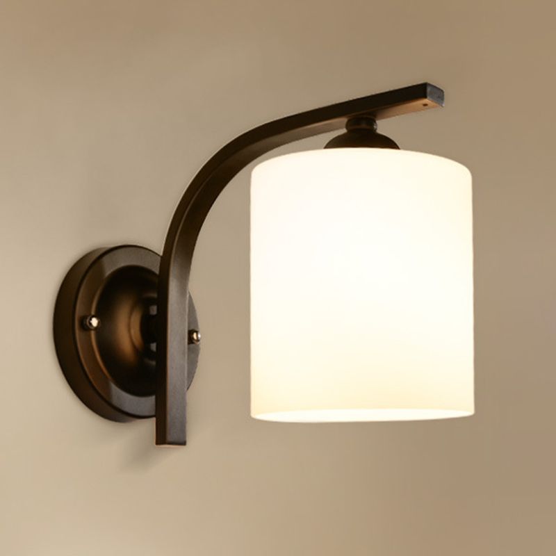 Contemporary Vanity Lamp Cylinder Glass Wall Light Fixture for Bathroom