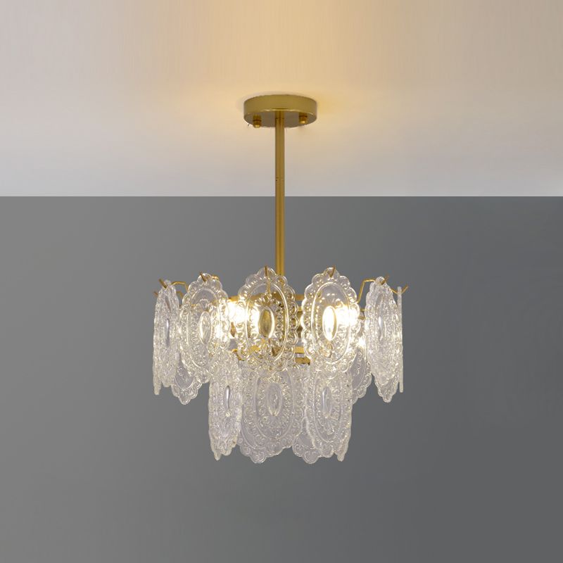 Modern Style Chandelier Light Fixture Metal Chandelier with Glass Shade