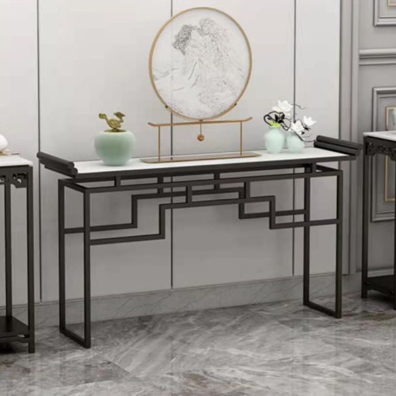 11"W Contemporary Console Table Stone White Rectangle Console Sofa Table