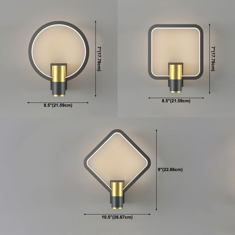 Light Luxury Metal Wall Light Geometry LED Wall Lamp with Silica Gel Shade for Bedroom