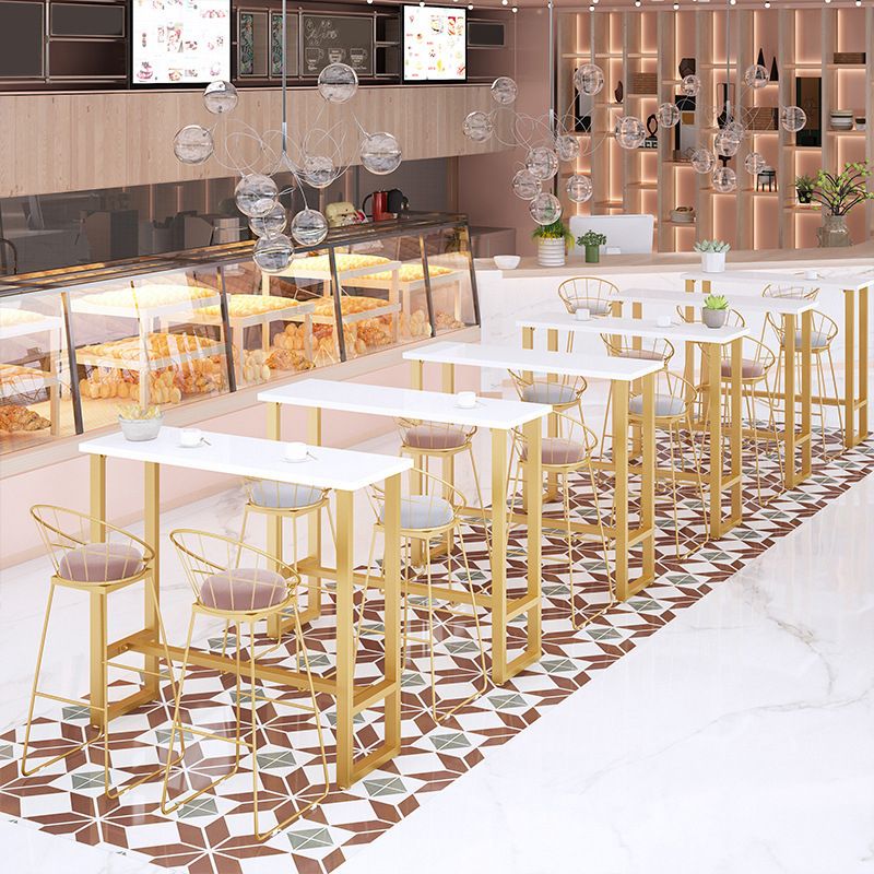 1/4 Pieces Glam Style Bar Table Set Rectangle Bistro Set with White Faux Marble Top