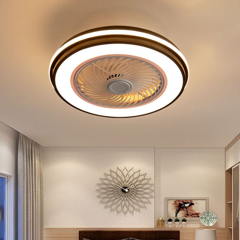 5-Blade Ceiling Fan Metallic Modernism White/Black Fan with Light for Hallway