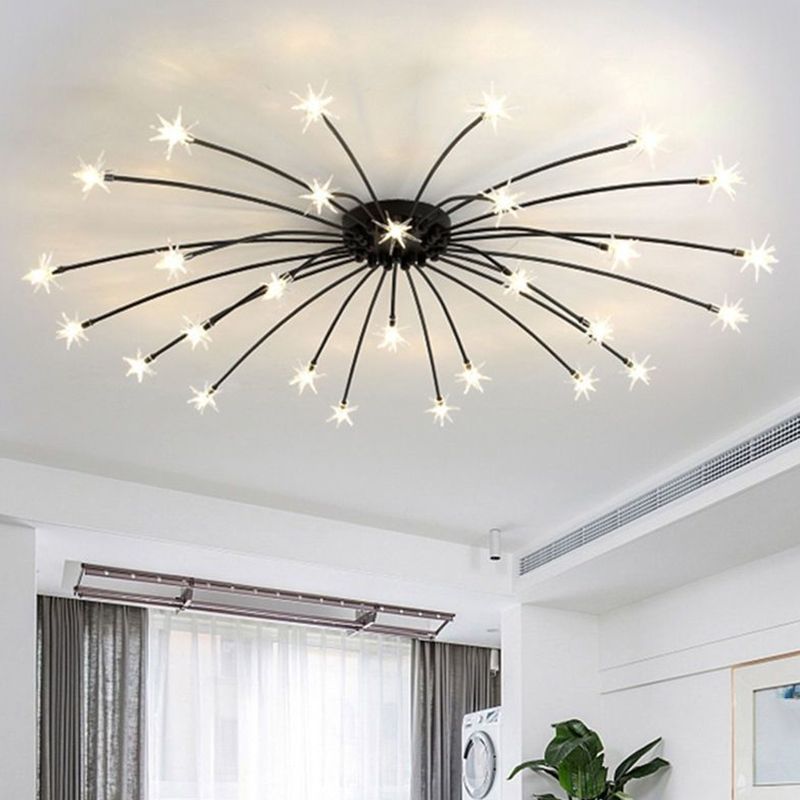 Modern Simple Star Shape Ceiling Light with Glass Shade for Living Room