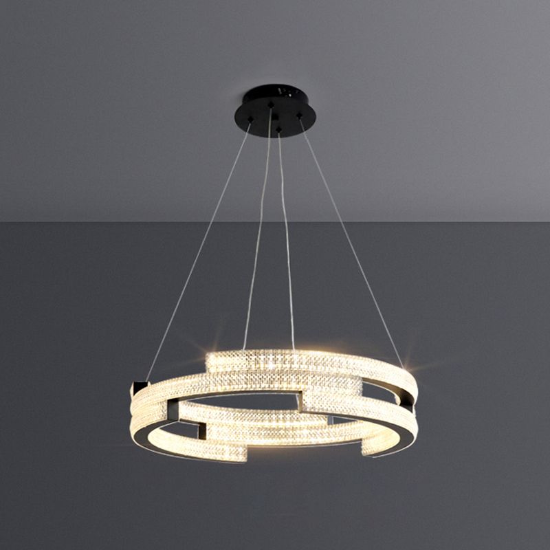 Contemporary Luxury LED Pendant Light Metal Linear Chandelier for Living Room