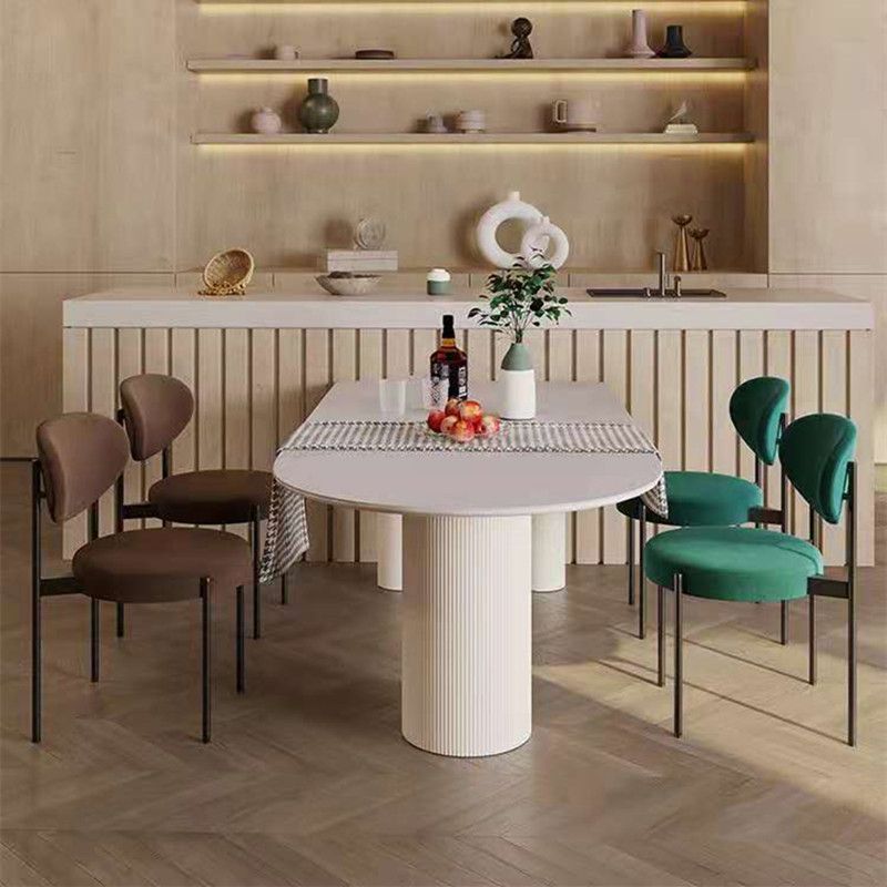 Metal Contemporary Free Form Dining Table Sintered Stone Top Table for Dining Room and Kitchen