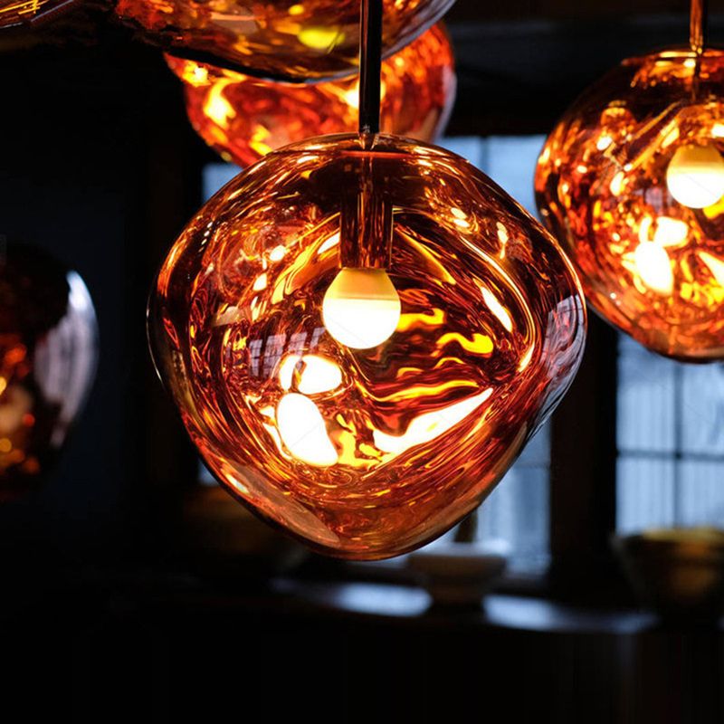 Irregular Lava Glass Shade Hanging Light Minimalist Art Decorative Drop Pendant Lamp for Restaurant