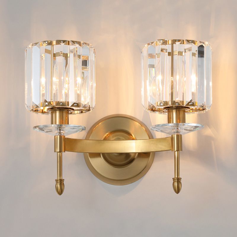 Lámpara de pared de oro de cristal en moderna luz de pared de metal de electroplacas de estilo artístico para dormitorio