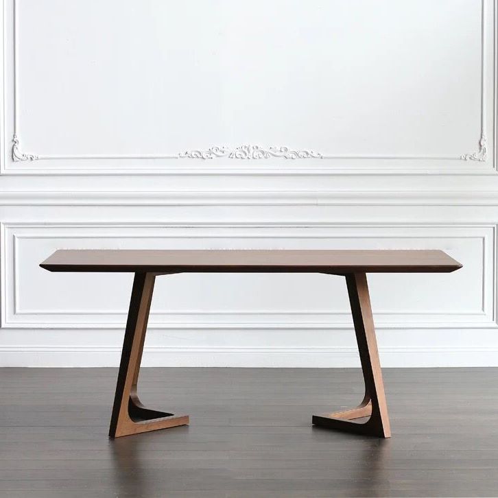 Modern Style Solid Wood Dining Set with Rectangle Shape Table and Double Pedestal Base for Home Use