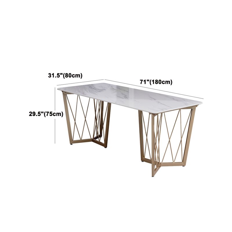 Glam Marble Top Dinette Set 1/2/5/6/7 Pieces White Rectangle Dining Table Set