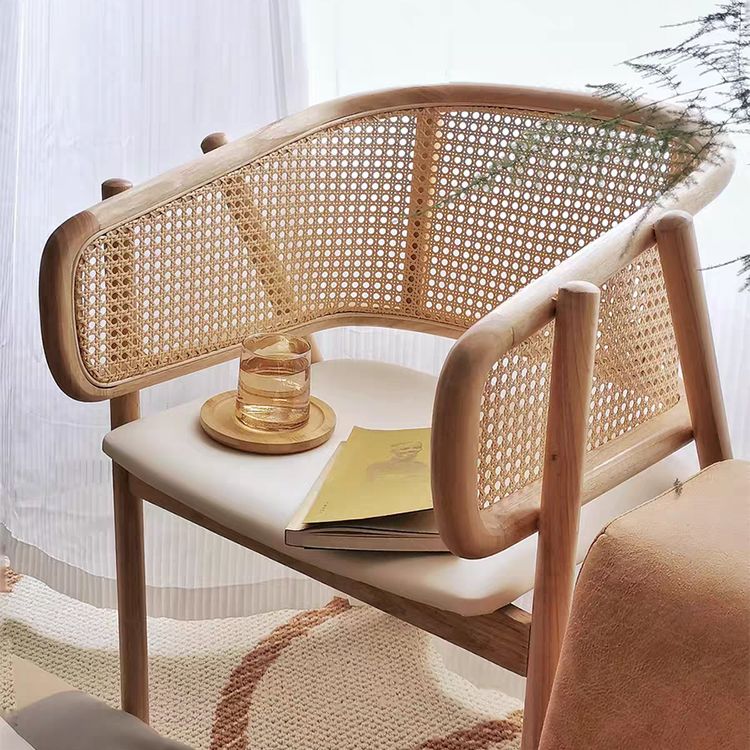 Contemporary Solid Wood Home Dining Arm Chair Open Back Dining Side Chair