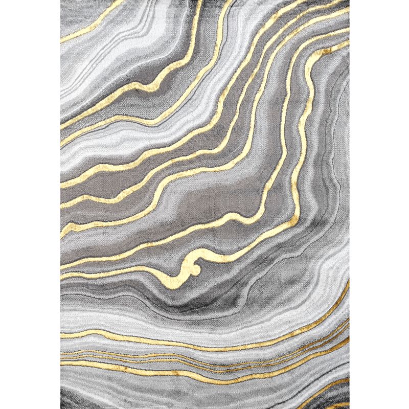 Grey Modern Rug Polyester Abstract Pattern Area Carpet Stain Resistant Area Rug for Home Decor