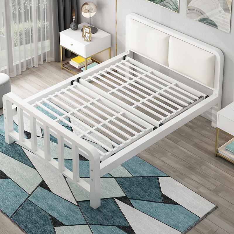 Metal Platform Bed 36.61" High Standard Bed with Upholstered Headboard