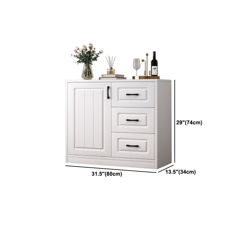 Contemporary White Wooden Accent Cabinet with Doors and Drawers