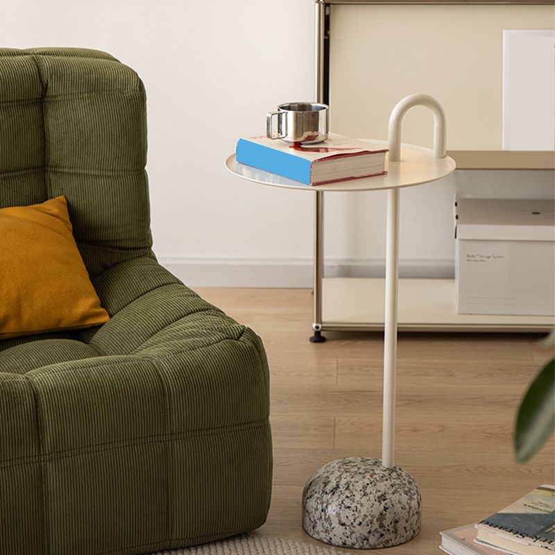 Modern Tray Top Side Table 27.8" Tall Metal Round Pedestal End Table