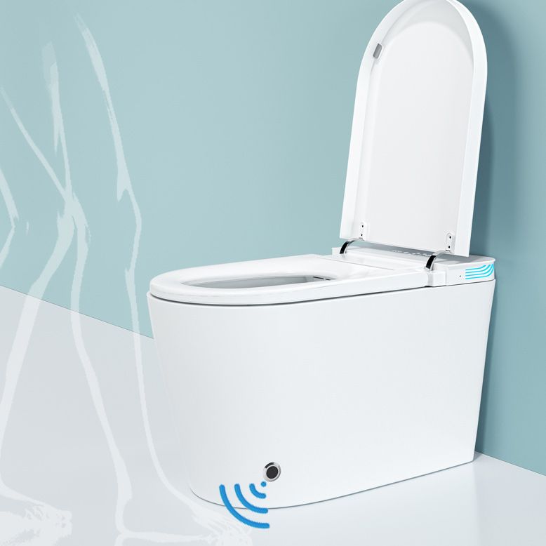 Smart Toilet Elongated White Ceramic Contemporary Foot Sensor